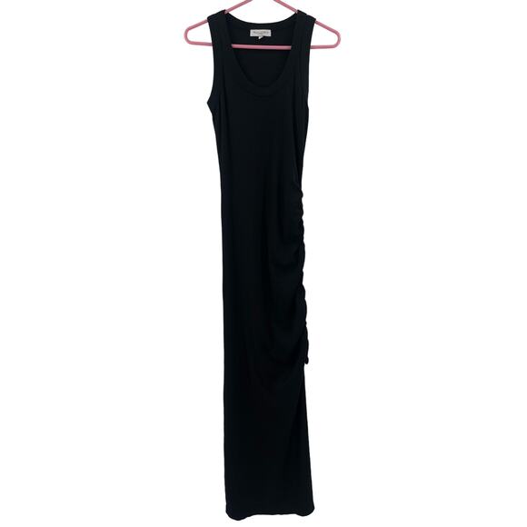 NEW MICHAEL STARS Marine Dress Size Small Black Ribbed Ruched Tie Maxi Bodycon - Picture 2 of 13
